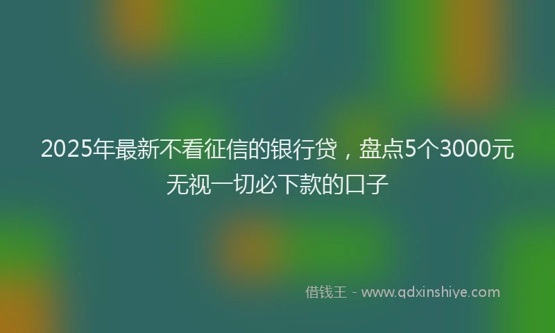 2025年最新不看征信的银行贷，盘点5个3000元无视一切必下款的口子