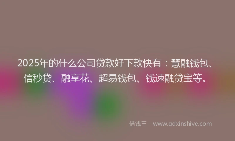 2025年的什么公司贷款好下款快有：慧融钱包、信秒贷、融享花、超易钱包、钱速融贷宝等。