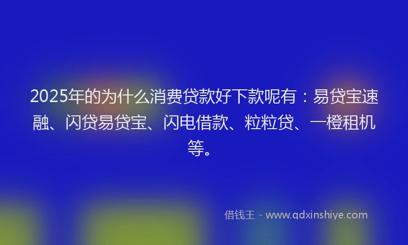2025年的为什么消费贷款好下款呢有：易贷宝速融、闪贷易贷宝、闪电借款、粒粒贷、一橙租机等。