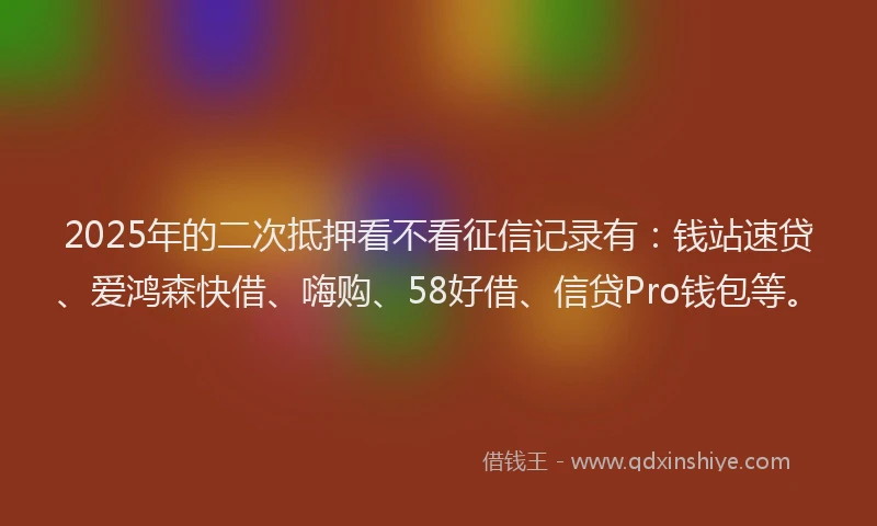 2025年的二次抵押看不看征信记录有：钱站速贷、爱鸿森快借、嗨购、58好借、信贷Pro钱包等。