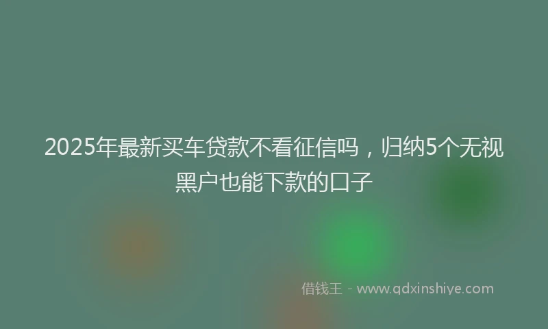 2025年最新买车贷款不看征信吗，归纳5个无视黑户也能下款的口子