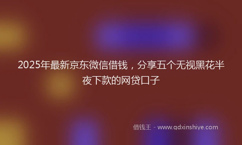 2025年最新京东微信借钱，分享五个无视黑花半夜下款的网贷口子