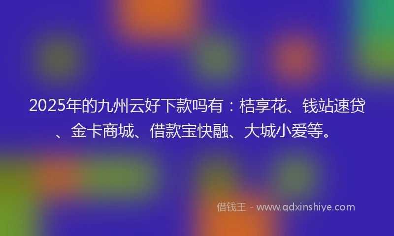 2025年的九州云好下款吗有：桔享花、钱站速贷、金卡商城、借款宝快融、大城小爱等。
