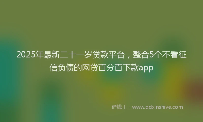 2025年最新二十一岁贷款平台，整合5个不看征信负债的网贷百分百下款app