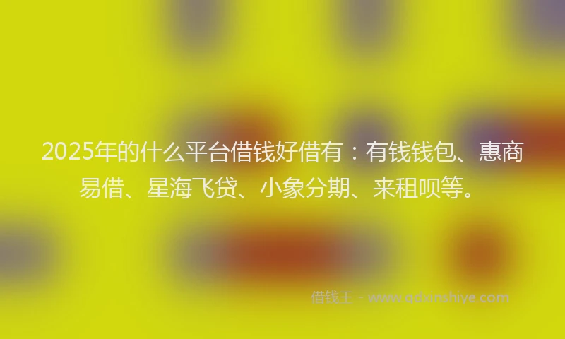 2025年的什么平台借钱好借有：有钱钱包、惠商易借、星海飞贷、小象分期、来租呗等。