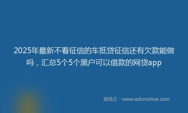 2025年最新不看征信的车抵贷征信还有欠款能做吗，汇总5个5个黑户可以借款的网贷app