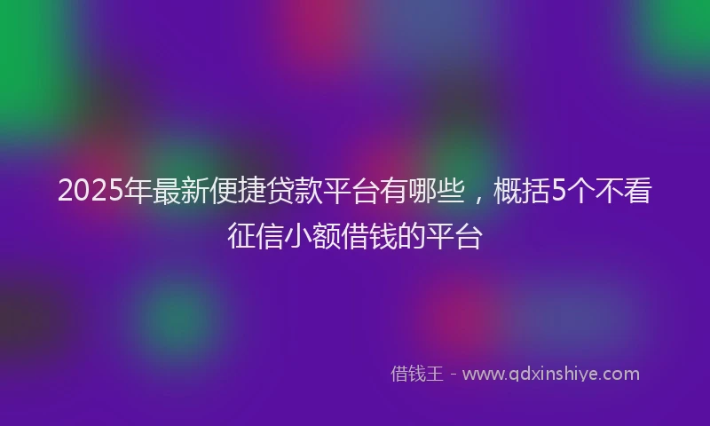 2025年最新便捷贷款平台有哪些，概括5个不看征信小额借钱的平台
