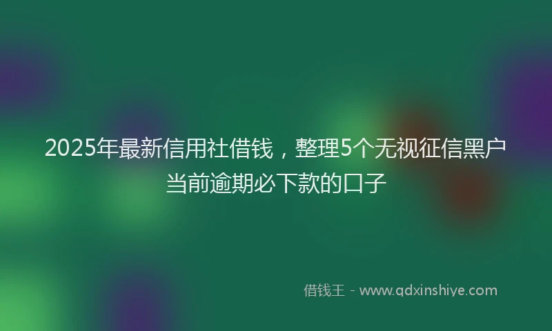 2025年最新信用社借钱，整理5个无视征信黑户当前逾期必下款的口子