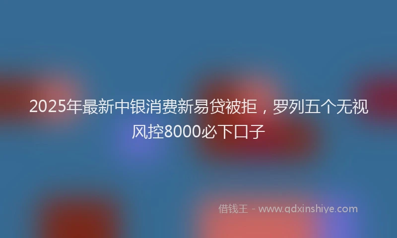 2025年最新中银消费新易贷被拒，罗列五个无视风控8000必下口子