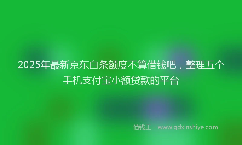 2025年最新京东白条额度不算借钱吧，整理五个手机支付宝小额贷款的平台