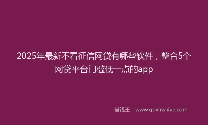 2025年最新不看征信网贷有哪些软件，整合5个网贷平台门槛低一点的app