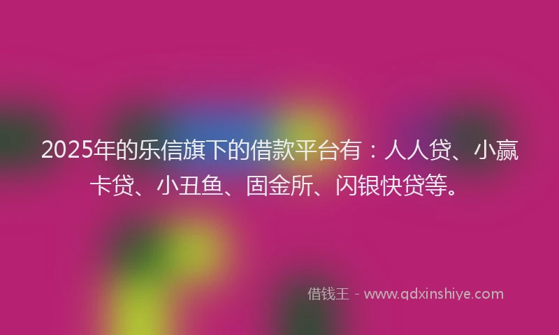 2025年的乐信旗下的借款平台有：人人贷、小赢卡贷、小丑鱼、固金所、闪银快贷等。