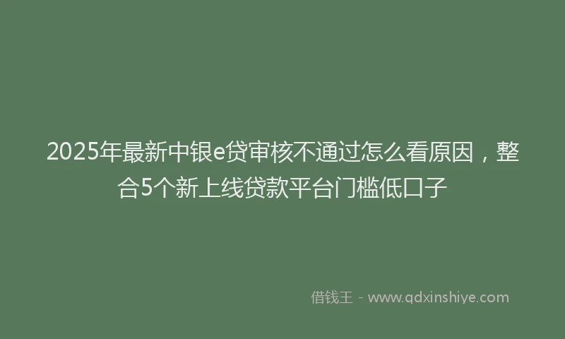 2025年最新中银e贷审核不通过怎么看原因，整合5个新上线贷款平台门槛低口子