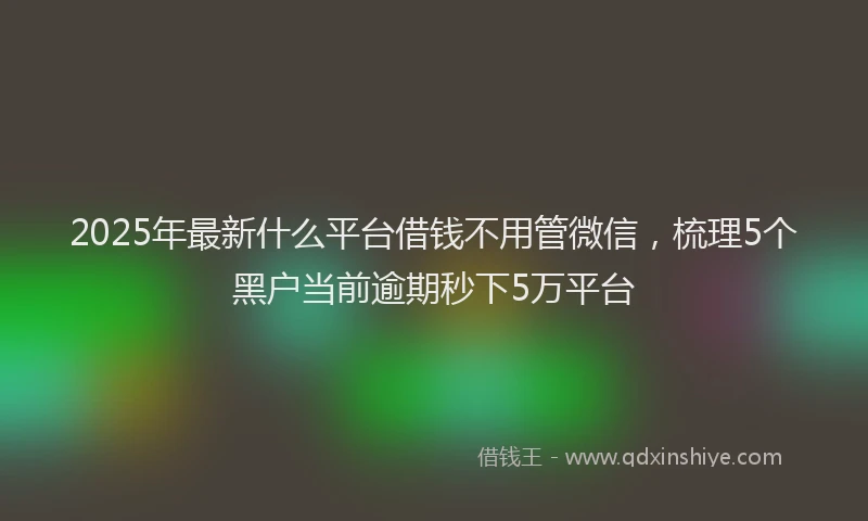 2025年最新什么平台借钱不用管微信，梳理5个黑户当前逾期秒下5万平台