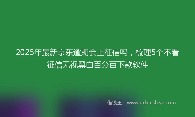 2025年最新京东逾期会上征信吗，梳理5个不看征信无视黑白百分百下款软件