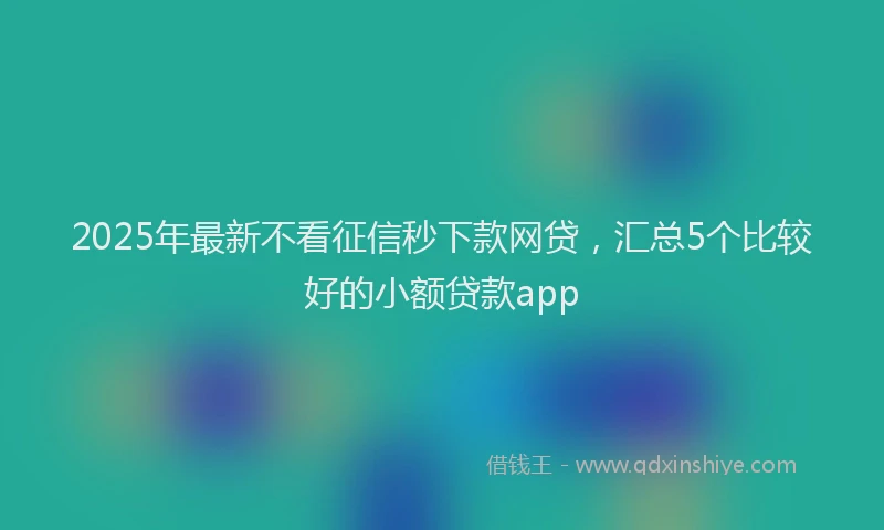 2025年最新不看征信秒下款网贷，汇总5个比较好的小额贷款app