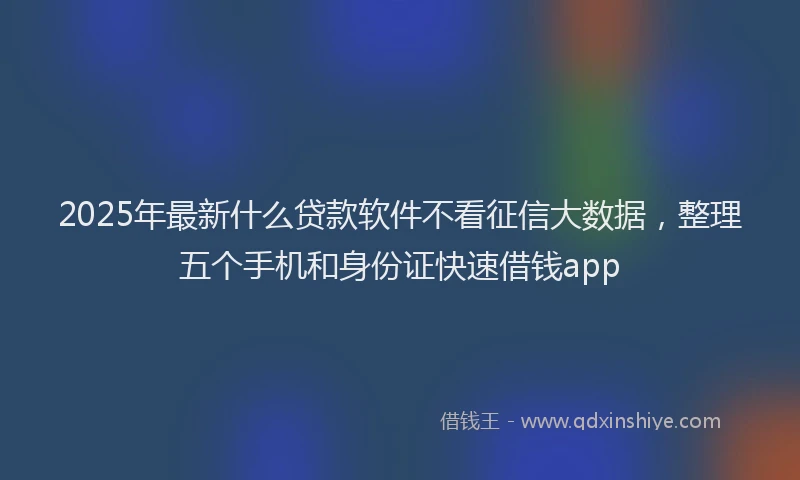 2025年最新什么贷款软件不看征信大数据，整理五个手机和身份证快速借钱app
