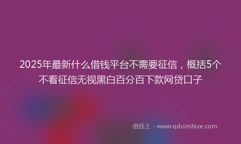 2025年最新什么借钱平台不需要征信，概括5个不看征信无视黑白百分百下款网贷口子