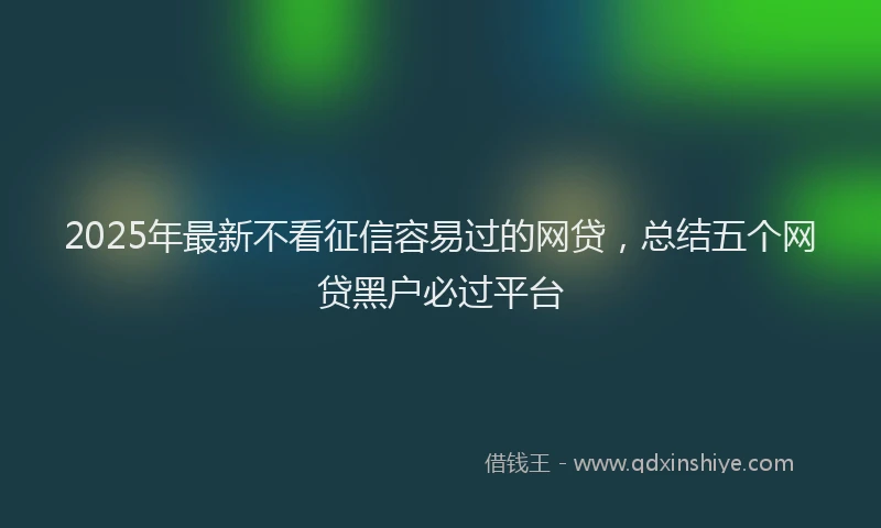 2025年最新不看征信容易过的网贷，总结五个网贷黑户必过平台