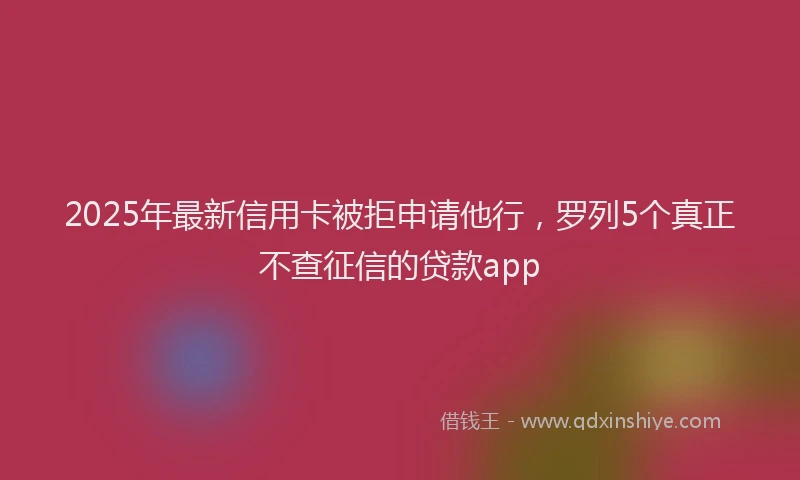 2025年最新信用卡被拒申请他行，罗列5个真正不查征信的贷款app