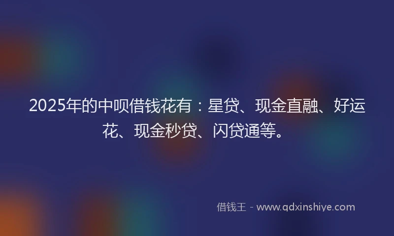 2025年的中呗借钱花有：星贷、现金直融、好运花、现金秒贷、闪贷通等。