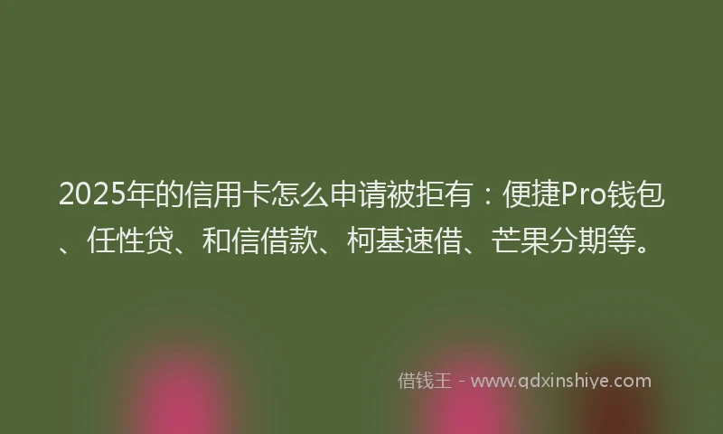 2025年的信用卡怎么申请被拒有：便捷Pro钱包、任性贷、和信借款、柯基速借、芒果分期等。