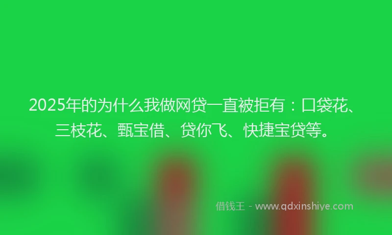 2025年的为什么我做网贷一直被拒有：口袋花、三枝花、甄宝借、贷你飞、快捷宝贷等。
