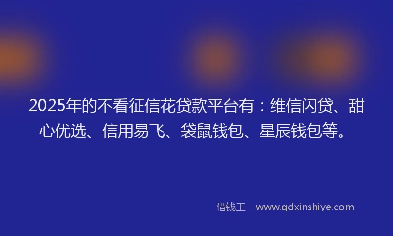 2025年的不看征信花贷款平台有：维信闪贷、甜心优选、信用易飞、袋鼠钱包、星辰钱包等。