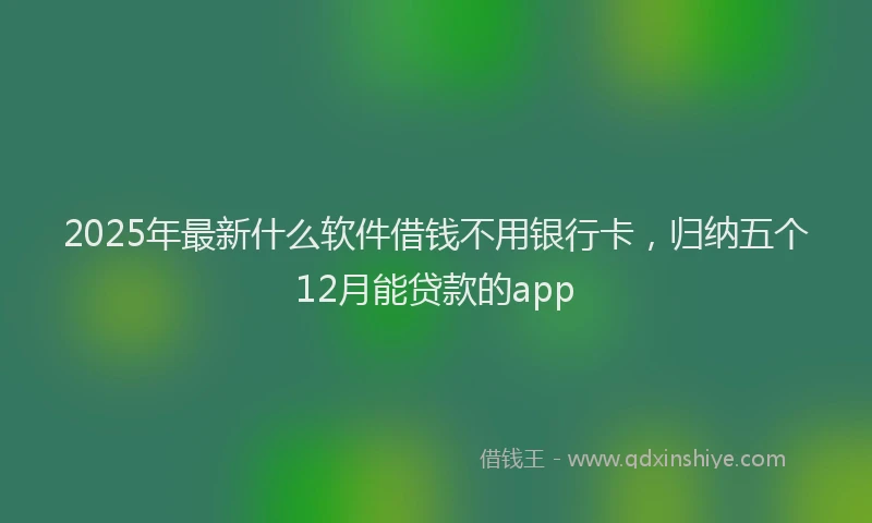 2025年最新什么软件借钱不用银行卡，归纳五个12月能贷款的app