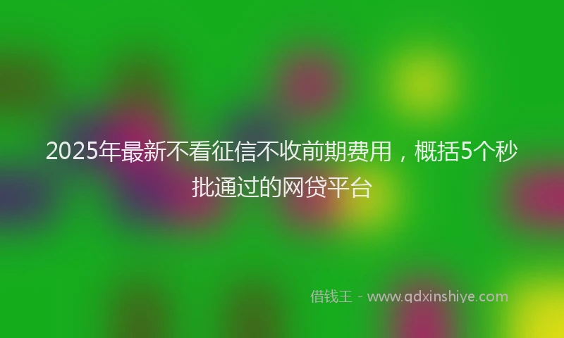 2025年最新不看征信不收前期费用，概括5个秒批通过的网贷平台