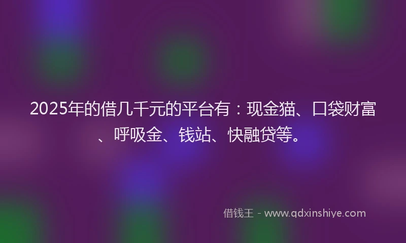 2025年的借几千元的平台有：现金猫、口袋财富、呼吸金、钱站、快融贷等。