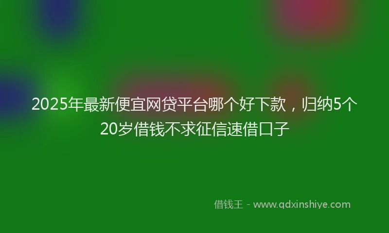 2025年最新便宜网贷平台哪个好下款，归纳5个20岁借钱不求征信速借口子