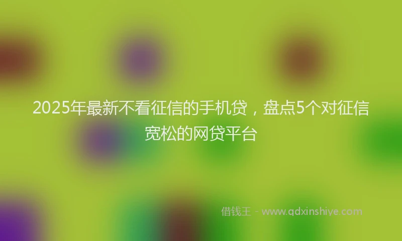 2025年最新不看征信的手机贷，盘点5个对征信宽松的网贷平台