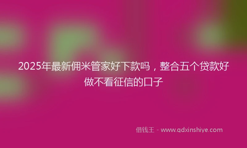 2025年最新佣米管家好下款吗，整合五个贷款好做不看征信的口子