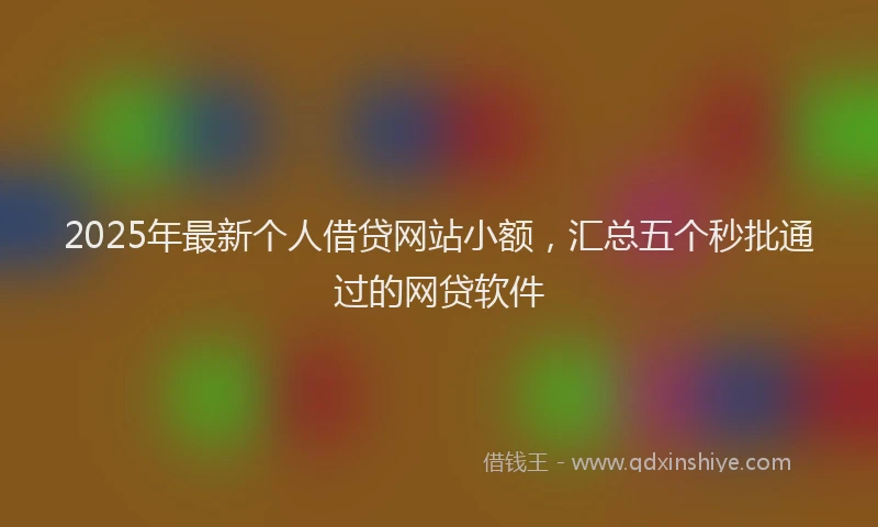 2025年最新个人借贷网站小额，汇总五个秒批通过的网贷软件