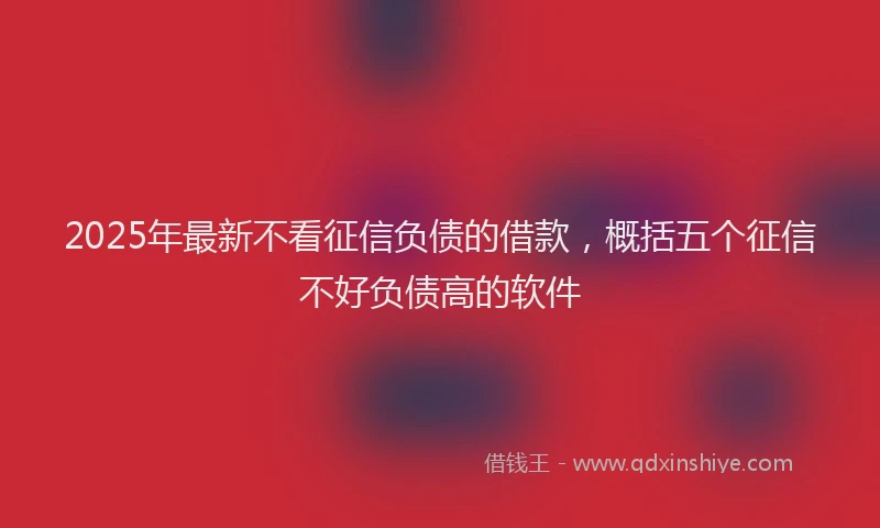 2025年最新不看征信负债的借款，概括五个征信不好负债高的软件