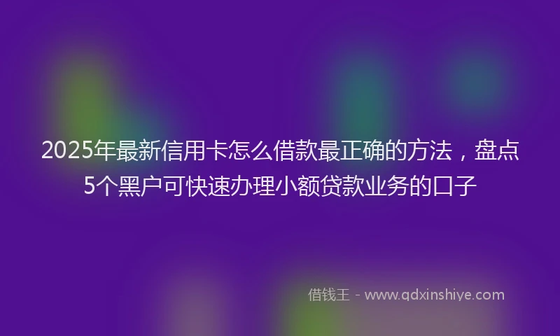 2025年最新信用卡怎么借款最正确的方法，盘点5个黑户可快速办理小额贷款业务的口子