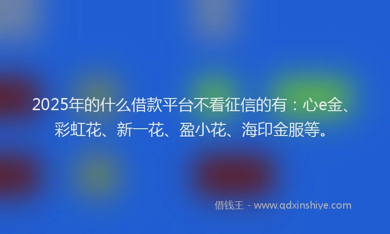 2025年的什么借款平台不看征信的有：心e金、彩虹花、新一花、盈小花、海印金服等。
