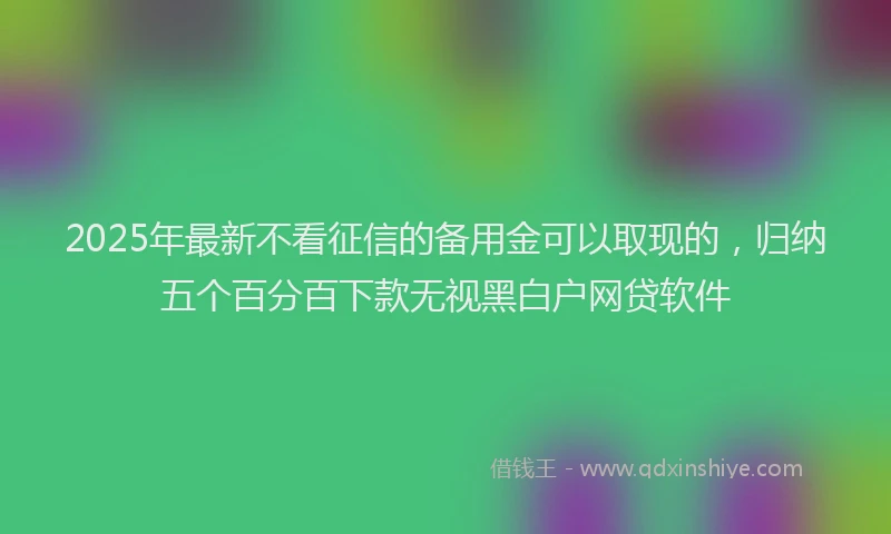 2025年最新不看征信的备用金可以取现的，归纳五个百分百下款无视黑白户网贷软件