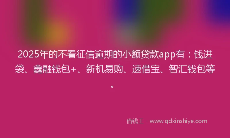 2025年的不看征信逾期的小额贷款app有：钱进袋、鑫融钱包+、新机易购、速借宝、智汇钱包等。