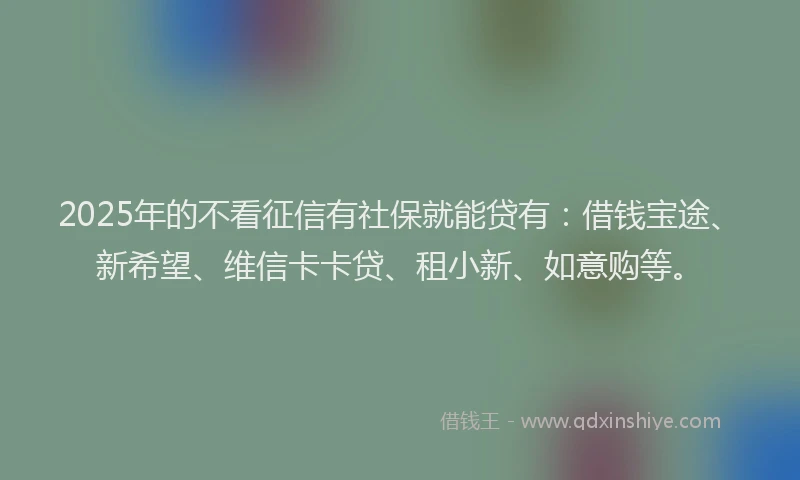 2025年的不看征信有社保就能贷有：借钱宝途、新希望、维信卡卡贷、租小新、如意购等。