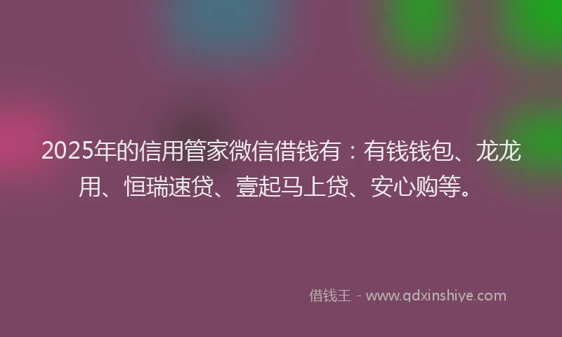 2025年的信用管家微信借钱有：有钱钱包、龙龙用、恒瑞速贷、壹起马上贷、安心购等。