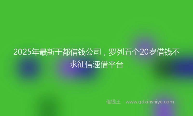 2025年最新于都借钱公司，罗列五个20岁借钱不求征信速借平台