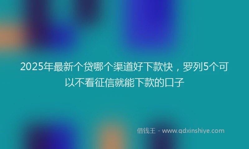 2025年最新个贷哪个渠道好下款快，罗列5个可以不看征信就能下款的口子