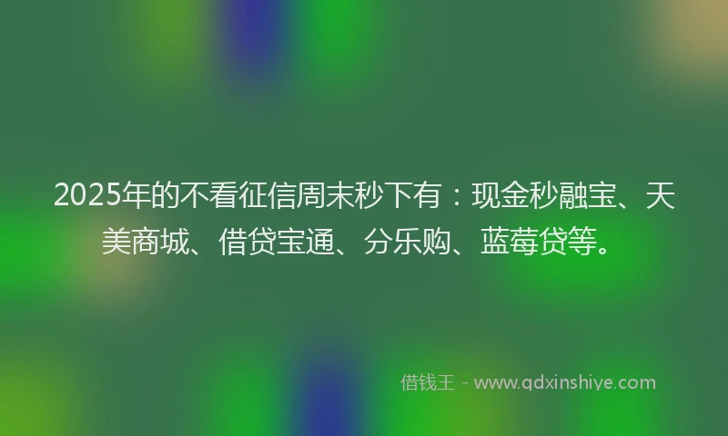 2025年的不看征信周末秒下有：现金秒融宝、天美商城、借贷宝通、分乐购、蓝莓贷等。