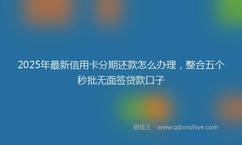 2025年最新信用卡分期还款怎么办理，整合五个秒批无面签贷款口子