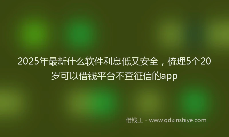 2025年最新什么软件利息低又安全，梳理5个20岁可以借钱平台不查征信的app
