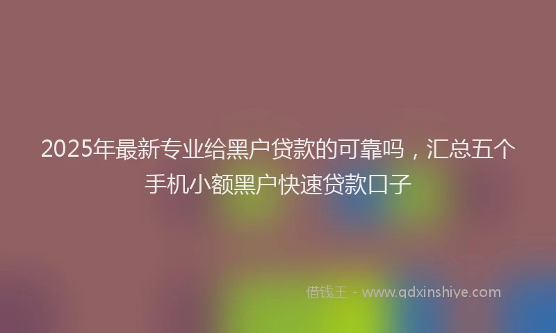 2025年最新专业给黑户贷款的可靠吗，汇总五个手机小额黑户快速贷款口子