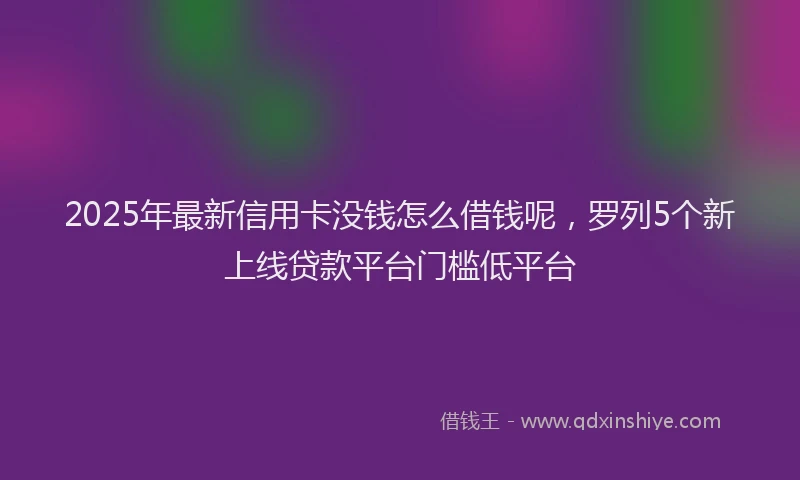 2025年最新信用卡没钱怎么借钱呢，罗列5个新上线贷款平台门槛低平台