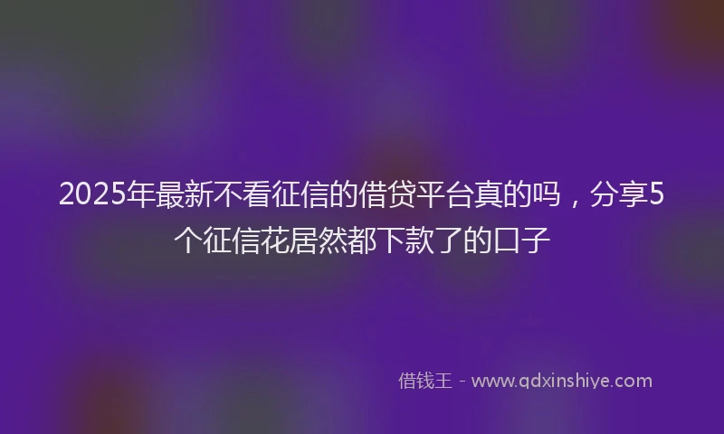 2025年最新不看征信的借贷平台真的吗，分享5个征信花居然都下款了的口子